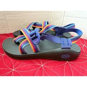 Chaco Z/Cloud 2 Sandals Womens Blue Rainbow Striped Toe Loop Sport Hiking Shoes